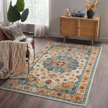 Area Rug 3x5 Washable Rug Non-Slip Entryway Rug Vintage Soft Indoor  Rugs for Entrance Living Room Bedroom Bedside Kitchen Office Carpet, Red-Blue