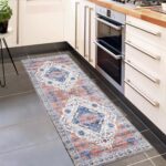 Hallways Kitchen Runner Rug 2x6 - Non Slip, Washable, Grey, Long Rugs with Rubber Backing, Soft Abstract Carpet for Hallways, Kitchen, Bedroom, Bathroom, Entryway.Orange