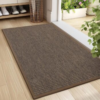 Door Mat 24"x36", Non Slip Door Mat Indoor Entrance, Rubber Backing Front Indoor Door mat Washable Absorbent Low-Profile Entryway Entry Resist Dirt Inside Door Mats, Brown
