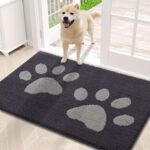 Dog Door Mat for Muddy Paws, Absorbent Dirt Trapper Washable Indoor Doormats, Non Slip Low-Profile Mud Mat for Dogs, Front Entrance Doormat for Inside Floor (30x20 Inches, Dark Grey)