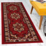 Oriental Traditional 2x10 Non-Skid (Non-Slip) Low Profile Pile Rubber Backing Indoor Area Runner Rugs (Maroon, 2' x 10')