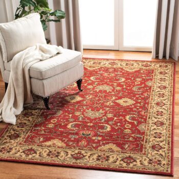 Rug - 3' x 5', Red & Beige, Traditional Oriental Design, Non-Shedding & Easy Care, Ideal for High Traffic Areas in Entryway, Living Room, Bedroom